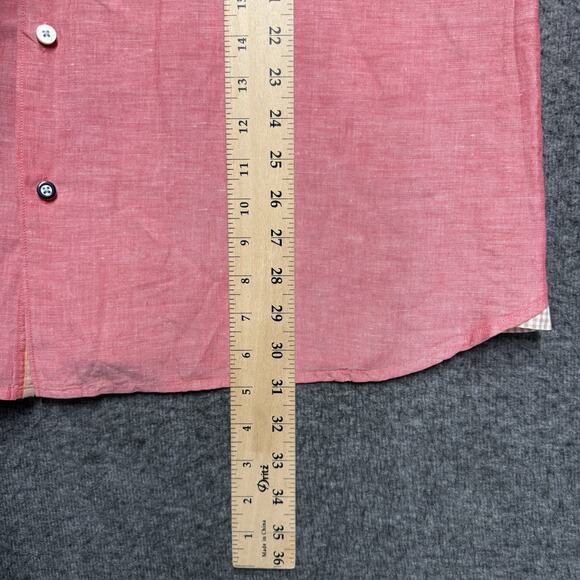 Tommy Bahama Linen Blend Button Up Shirt Men's XL Red Long Sleeve Beach - Picture 6 of 7